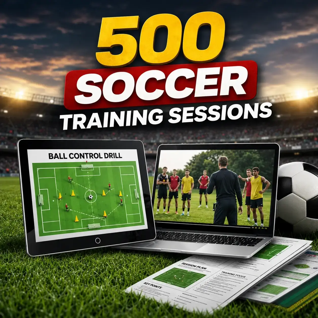 500 Football Training Sessions - Digital Material